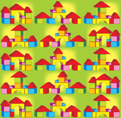 
Pattern with colored childrens cubes