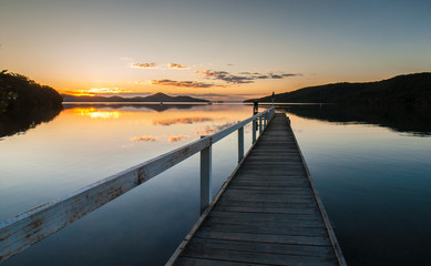 Pier View of Walls Creek at Sunset