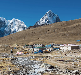 View on the village Lobuche - Everest region, Nepal, Himalayas