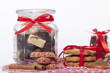 chocolate and a cookie as a delicacy and decorations