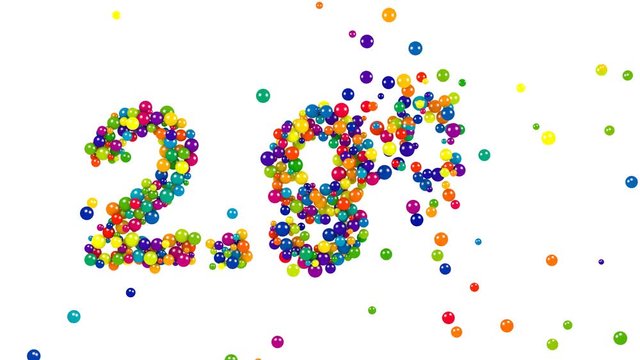 Multicolored candy sweets forming 2.9 percent sign on white