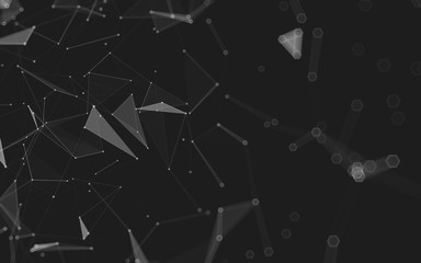 Abstract polygonal space low poly dark background, 3d rendering