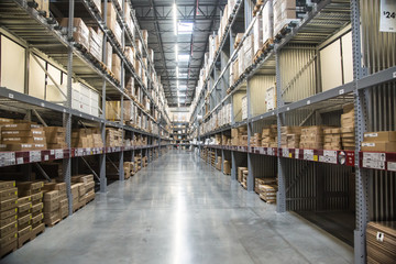 Tall Shelves in a Warehouse