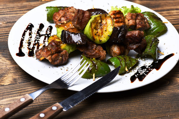 plate with meat and vegetables