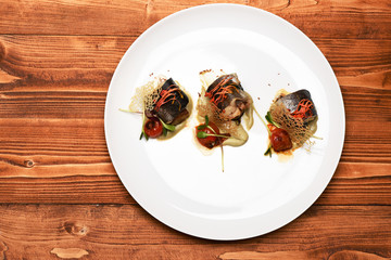 dish of fish on plate