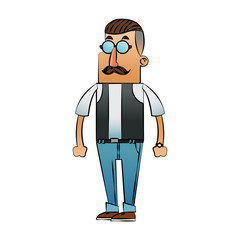 Hipster man cartoon icon. Male avatar person people and human theme. Isolated design. Vector illustration