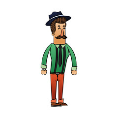 Hipster man cartoon icon. Male avatar person people and human theme. Isolated design. Vector illustration