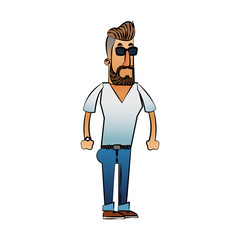 Hipster man cartoon icon. Male avatar person people and human theme. Isolated design. Vector illustration