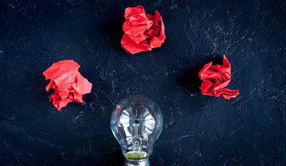 concept enlightenment solution on dark background top view