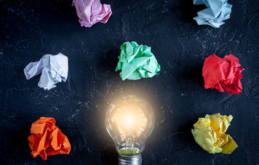 concept enlightenment solution on dark background top view
