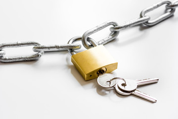 concept data protection metal chain on white background