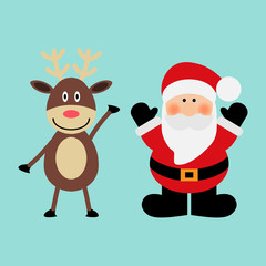 Vector illustration of a Santa Claus and deer