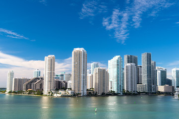 Fototapeta na wymiar Miami, Seascape with skyscrapers in Bayside