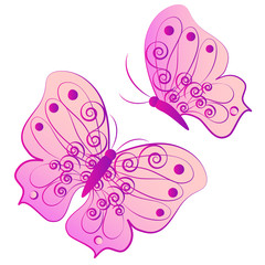color butterflies,isolated on a white