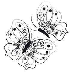 black butterflies,isolated on a white