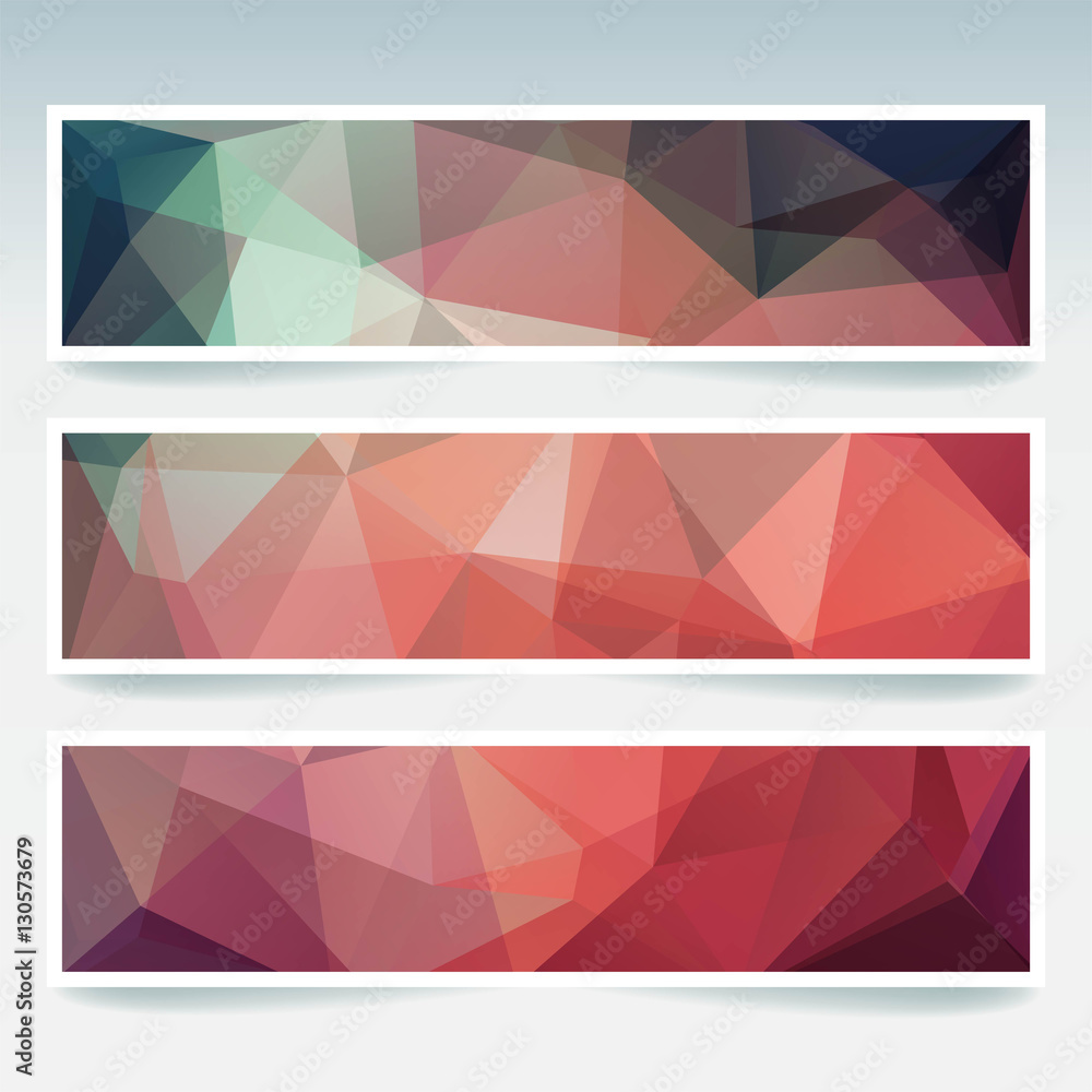 Poster set of banner templates with abstract background. modern vector banners with polygonal background. b