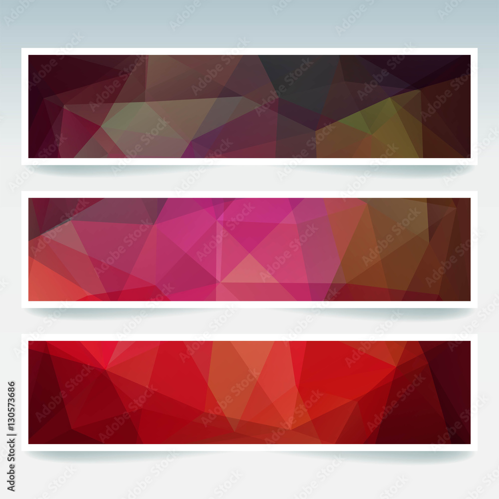 Poster set of banner templates with abstract background. modern vector banners with polygonal background. p