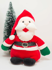 Snowman and christmas tree on White Background, Christmas Concep