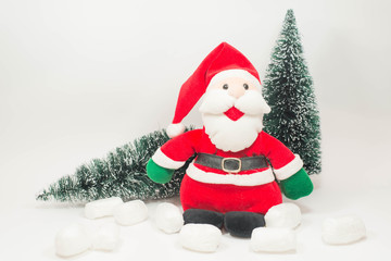 Snowman and christmas tree on White Background, Christmas Concep