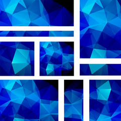 Set of blue banner templates with abstract background. Modern vector banners with polygonal background