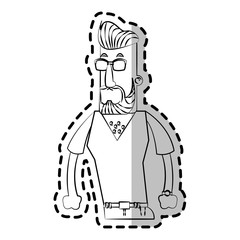 Hipster man cartoon icon. Male avatar person people and human theme. Isolated design. Vector illustration