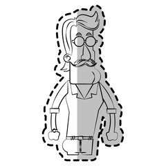 Hipster man cartoon icon. Male avatar person people and human theme. Isolated design. Vector illustration