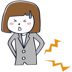 かわいいビジネスウーマン　線画　上半身　腰痛