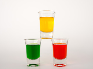 Colored glass on white background.