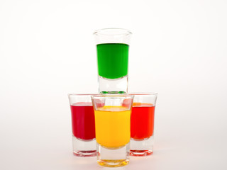Colored glass on white background.