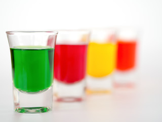 Colored glass on white background.