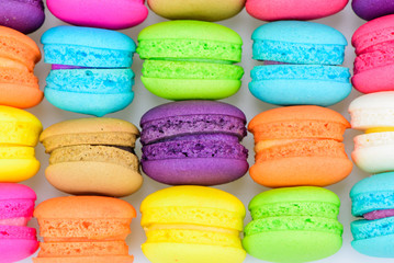 Colourful and sweet macaroons or macaron.