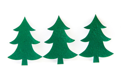 Green Christmas trees, isolated on white background.