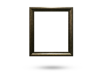 wooden picture frame on white background