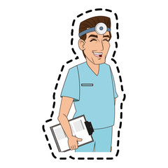 Doctor cartoon icon. Medical health care hospital and emergency theme. Isolated design. Vector illustration