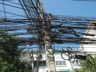 Entangled cables found at Chiang Mai