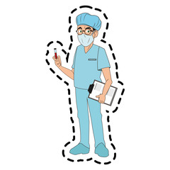 Doctor cartoon icon. Medical health care hospital and emergency theme. Isolated design. Vector illustration