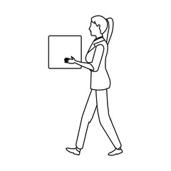 Woman cartoon with box icon. Girl female avatar person people and human theme. Isolated design. Vector illustration