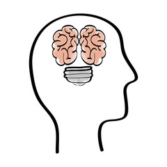 Human brain and head silhouette icon vector illustration graphic design