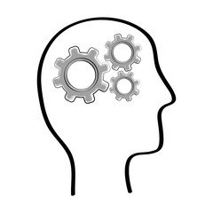 Human head with gears inside icon vector illustration graphic design