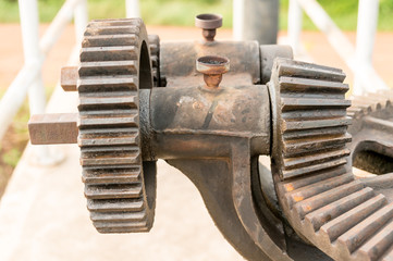 close-up old metal cog wheels