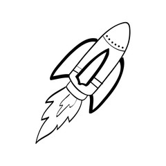 Rocket spaceship draw icon vector illustration graphic design