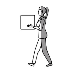 Woman cartoon with box icon. Girl female avatar person people and human theme. Isolated design. Vector illustration