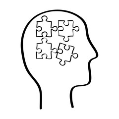 Human head with puzzles inside icon vector illustration graphic design