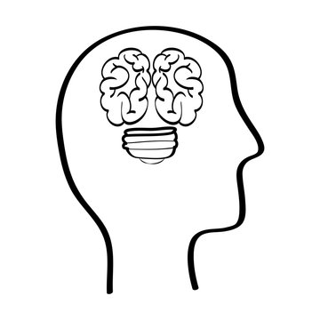 Human brain and head silhouette icon vector illustration graphic design
