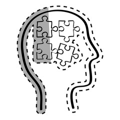 Human head with puzzles inside icon vector illustration graphic design