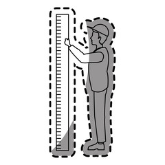 Man cartoon with ruler icon. Male avatar person people and human theme. Isolated design. Vector illustration