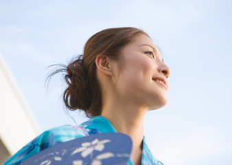 Young woman in yukata