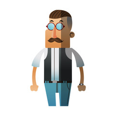 Hipster man cartoon icon. Male avatar person people and human theme. Isolated design. Vector illustration