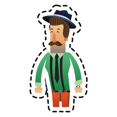 Hipster man cartoon icon. Male avatar person people and human theme. Isolated design. Vector illustration
