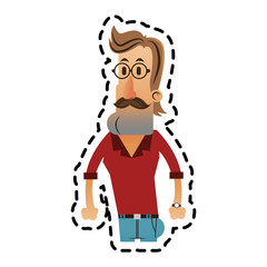 Hipster man cartoon icon. Male avatar person people and human theme. Isolated design. Vector illustration